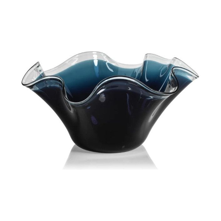 Tropezana Tall Wave Glass Bowl Blue