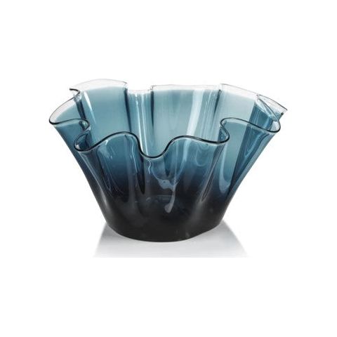 Tropezana Tall Wave Glass Bowl Blue 12
