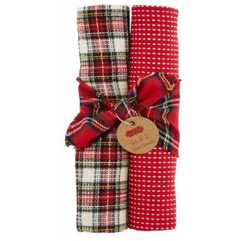 White Plaid Waffle Towel Set