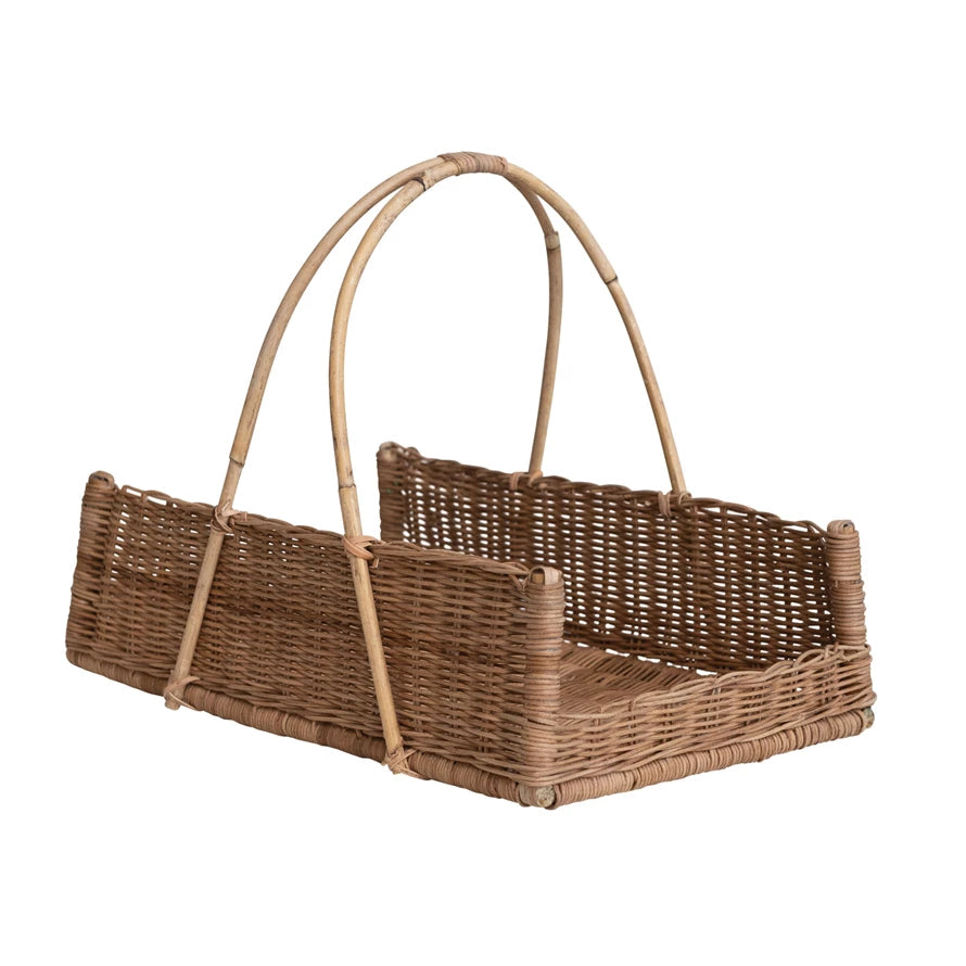 Hand-Woven Rattan Basket