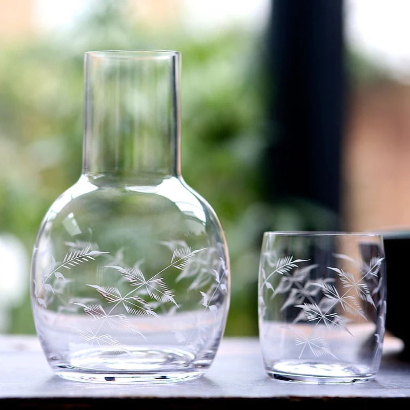 Crystal Carafe Set with Fern Design