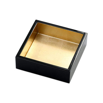 Lacquer Cocktail Napkin Holder in Black & Gold