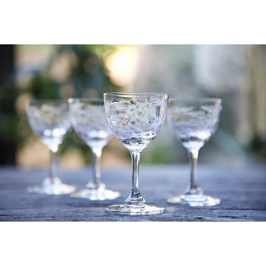 Crystal Liqueur Glasses with Fern Design