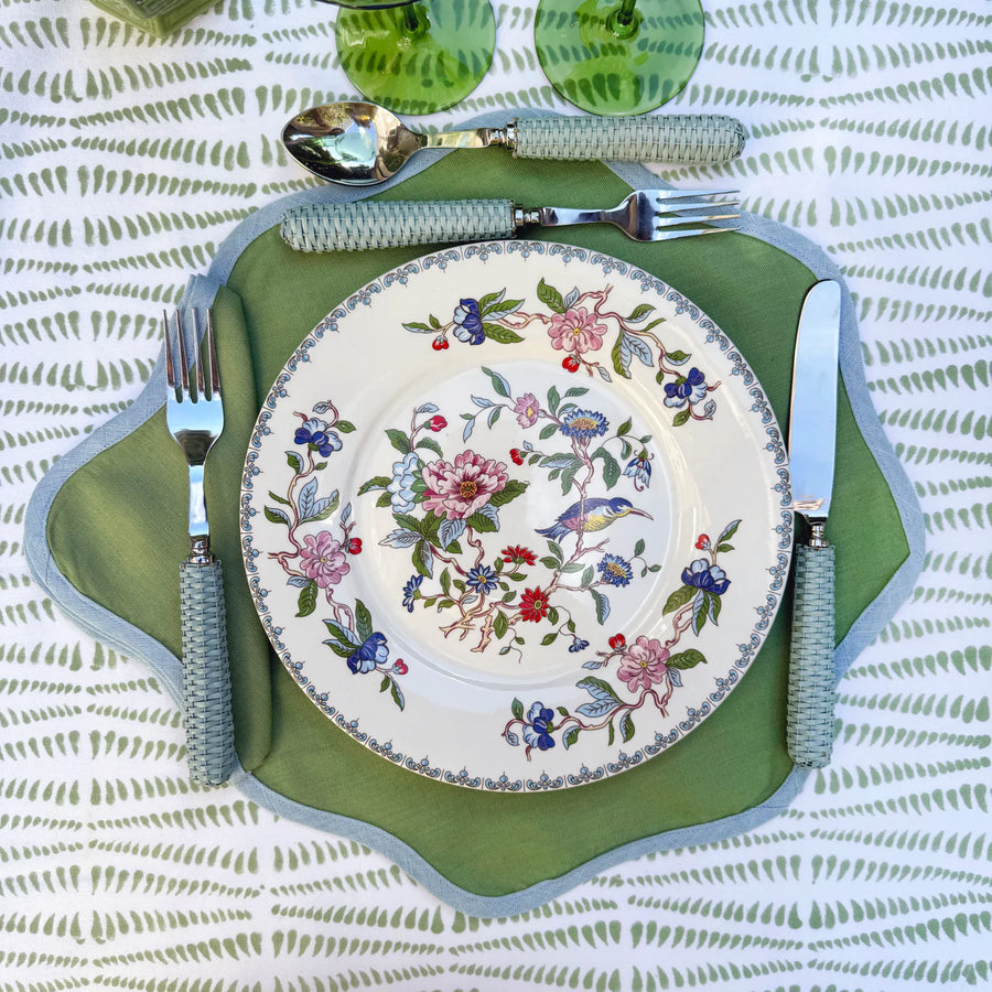 Placemat Linen Daisy Green