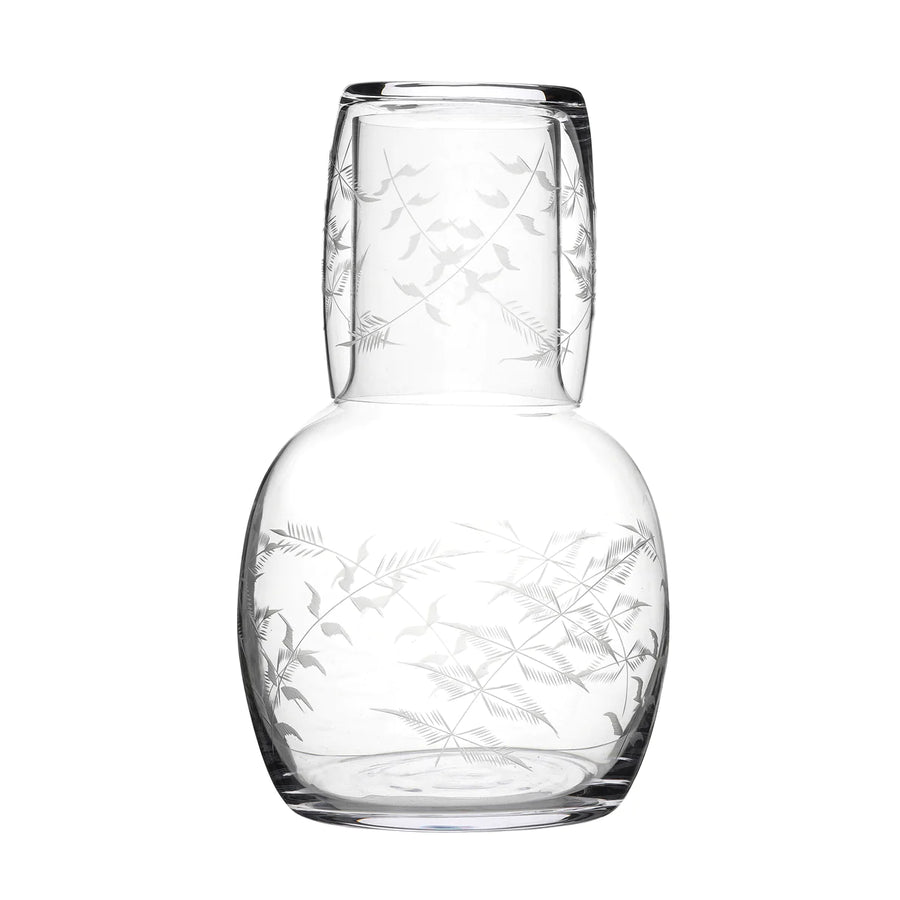 Crystal Carafe Set with Fern Design