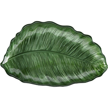 Glass Palm Leaf Salad Plate