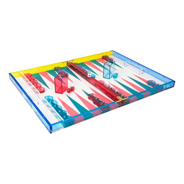 Lucite Multicolor Backgammon - Turquoise/Pink