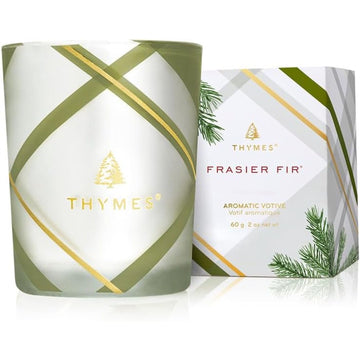 Frasier Fir Frosted Plaid Votive Candle