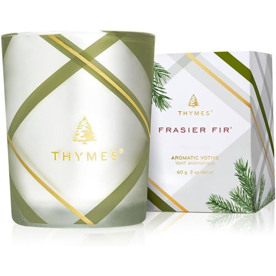 Frasier Fir Frosted Plaid Votive Candle