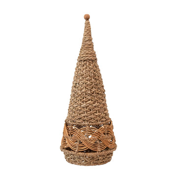 Hand-Woven Wicker Cone Tree w/ Wood Bead