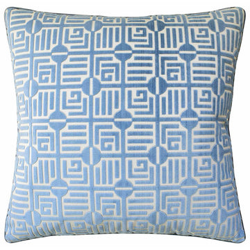 Labyrinth Velvet Pillow - Blue