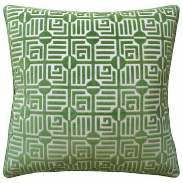 Labyrinth Velvet Pillow - Emerald