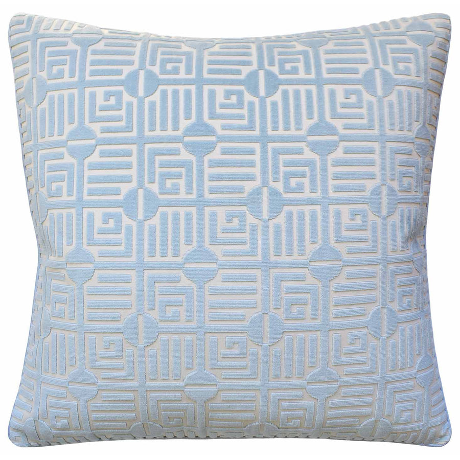 Labyrinth Velvet Pillow - Spa Blue