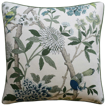 Hydrangea Bird Green Pillow