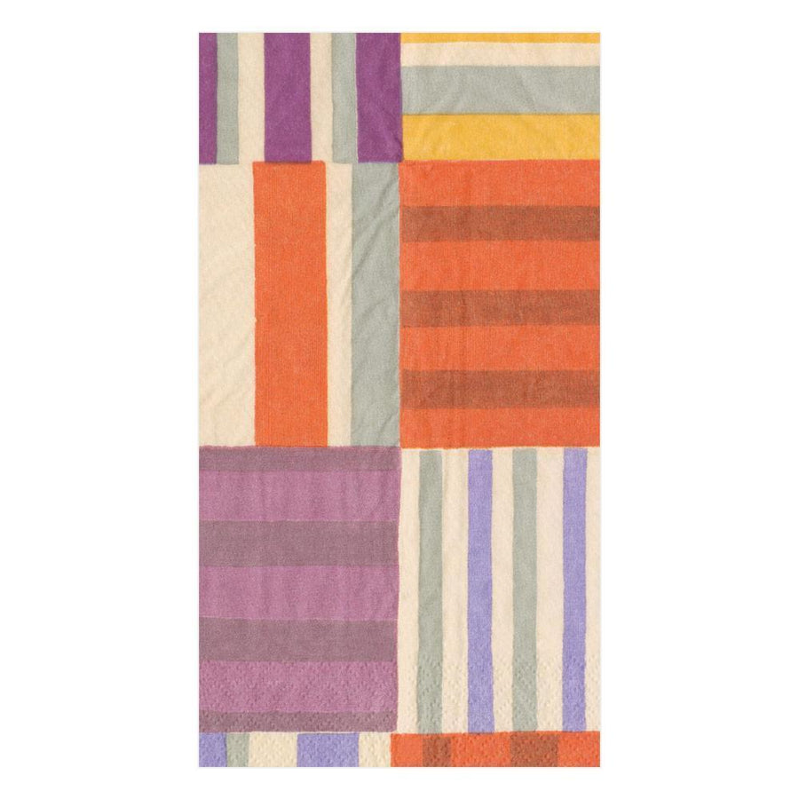 Guest Towel Napkins - Striped Patchwork Purple