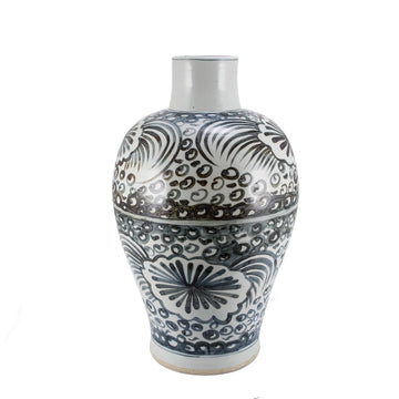 Indigo Baluster Vase Sea Flower Motif