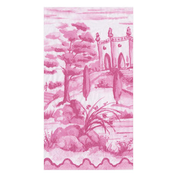 Tuscan Toile Paper Guest Towel Napkins in Berry
