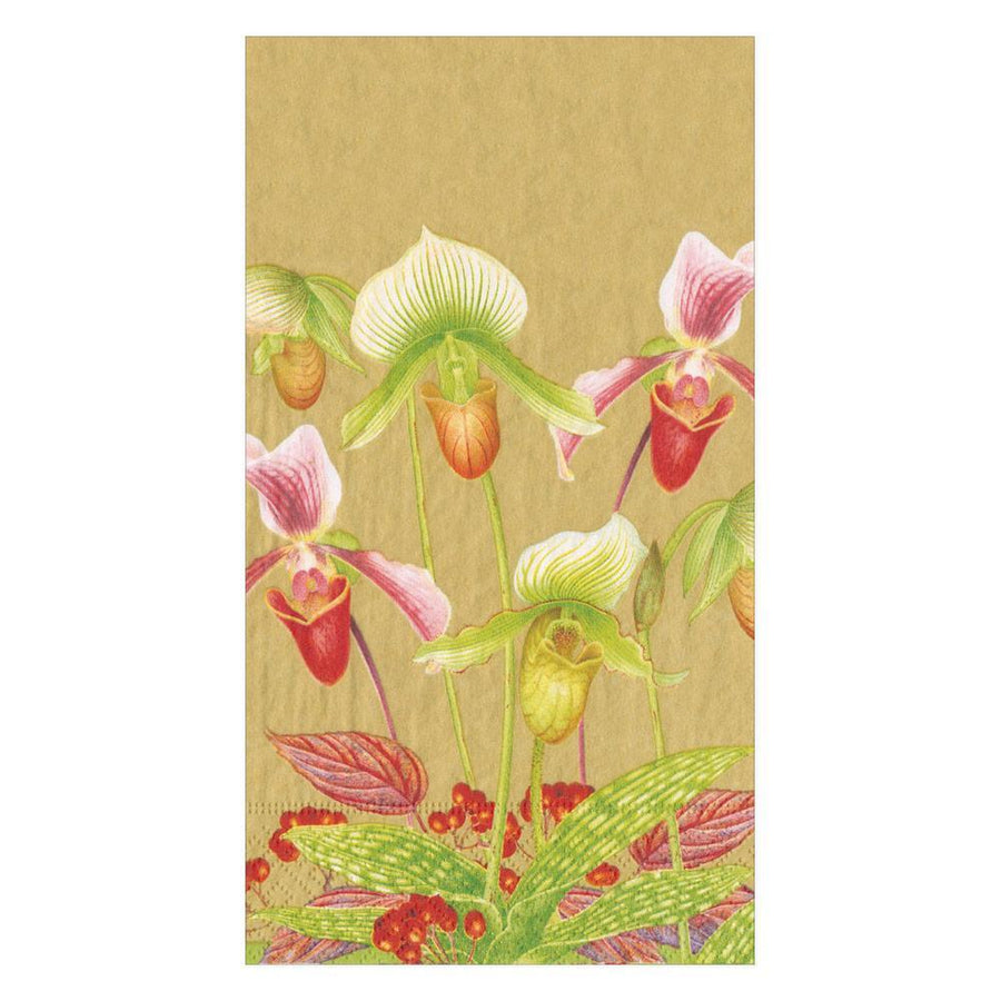 Guest Towel Napkins - Slipper Orchid Gold