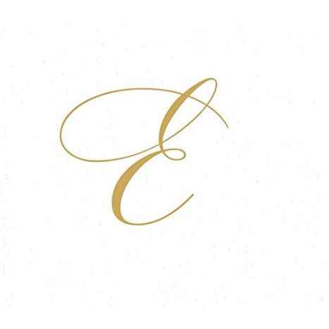 White Pearl & Gold Paper Linen Single Initial Box Napkin Cocktail