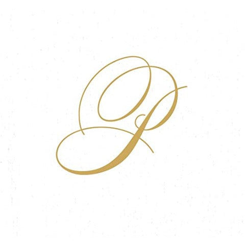 White Pearl & Gold Paper Linen Single Initial Box Napkin Cocktail