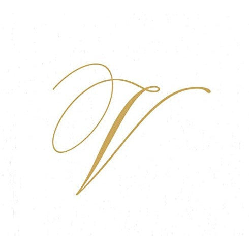 White Pearl & Gold Paper Linen Single Initial Box Napkin Cocktail