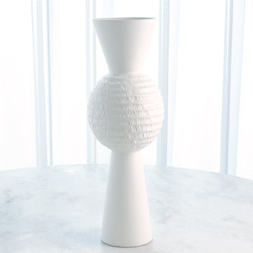 Chiseled Orb Vase-Matte White