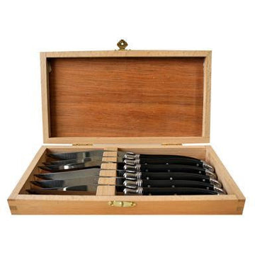 Languiole Platine Knives Set in Box - Black