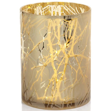 Gold Plated Branch Design-LED Glass Hurricane Medium