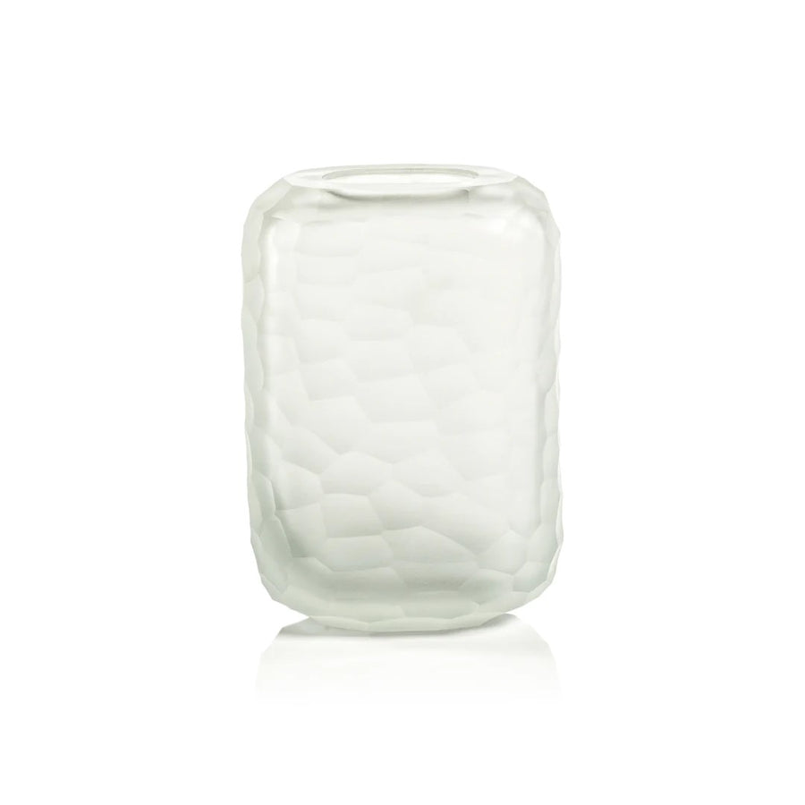 Hammered Frosted Glass Vase - Clear