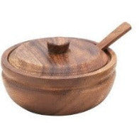 Acacia Wood Covered Bowl with Spoon