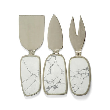 Amalfi Set of 3 Cheese Tools - White with Nicke