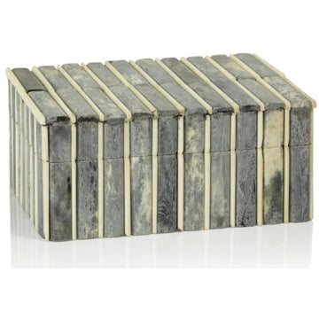 Lisbon Gray Inlaid Bone Box - Gray and White