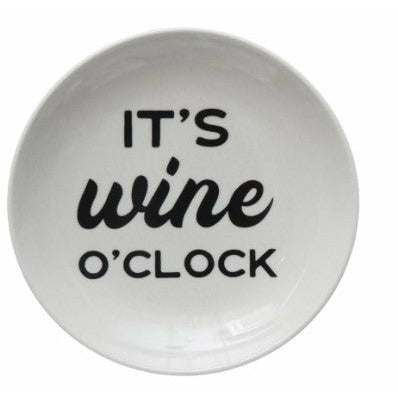 Stoneware Dish with Wine Saying