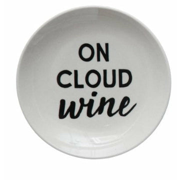 Stoneware Dish with Wine Saying
