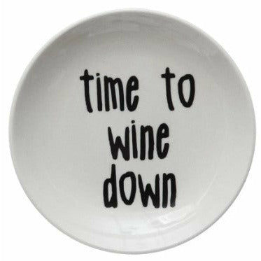 Stoneware Dish with Wine Saying