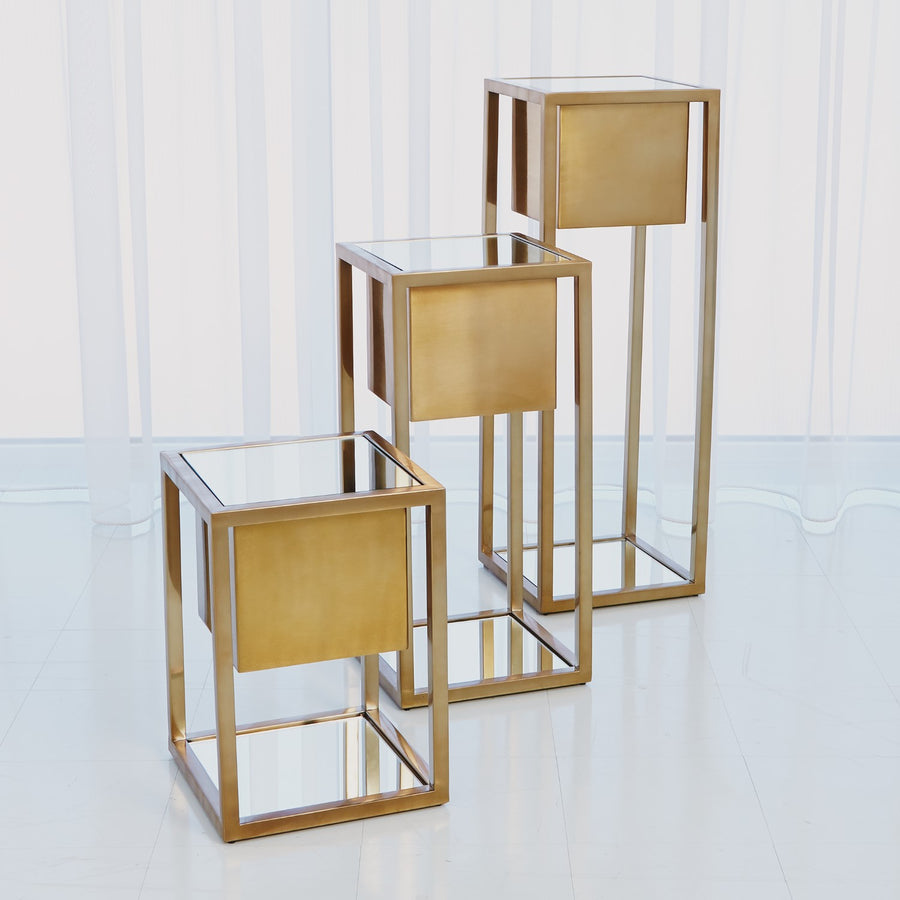 Escher Pedestal Planter-Brass-Large