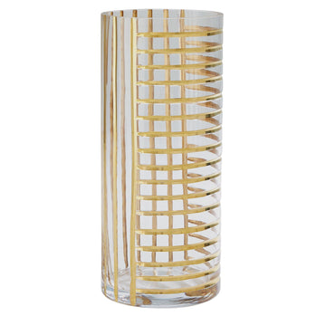 Glass Grid Vase-Gold