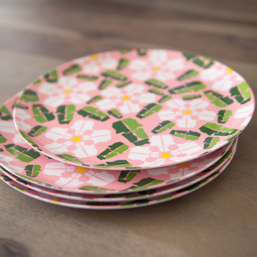 Melamine Dinner Plates - Magnolias Blush  Set of 4