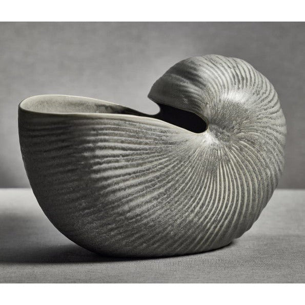 Marine Stoneware Glazed Nautilus Shell Vase