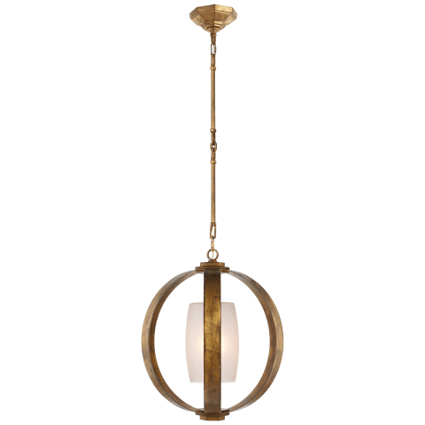 Metal Banded Large Lantern in Gilded Iron