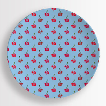 Melamine Dinner Plates - Cherries Blue Set of 4