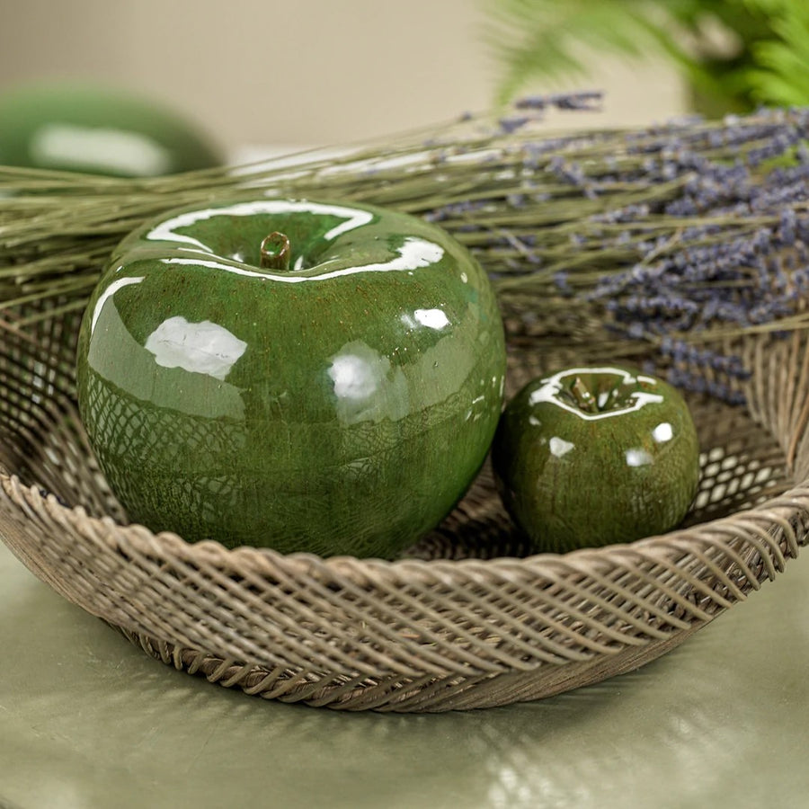 Normandy Green Glazed Stoneware Decorative Apple - Large