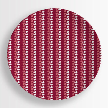 Melamine Dinner Plates - Oklahoma Stripe Crimson Set of 4