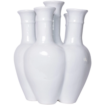 6 Pipe Flower Vase - White