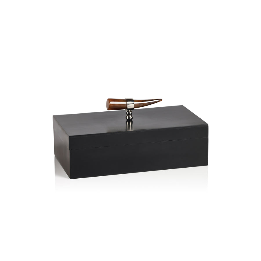 Côte d'Ivoire Box with Horn Design Handle - Black