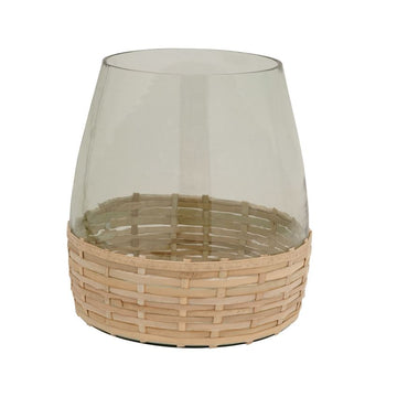 Woven Bamboo & Glass Vase