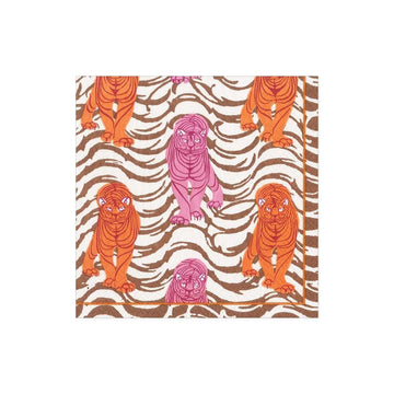 Tiger Stripe Paper Cocktail Napkins in Orange & Pink