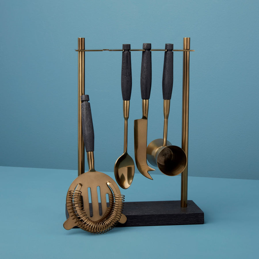 Arendal Aged Bronze Hanging Bar Tool Set