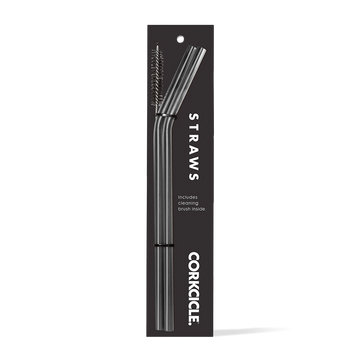 Corkcicle Stainless Gunmetal Straw 2-Pack