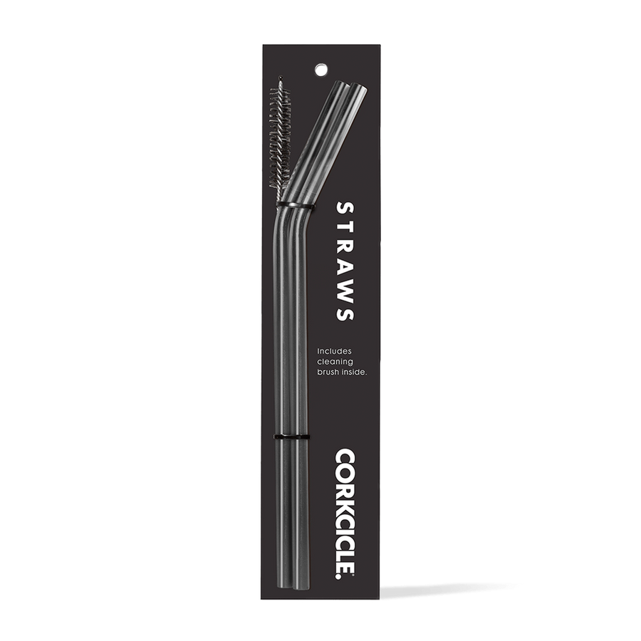 Corkcicle Stainless Gunmetal Straw 2-Pack